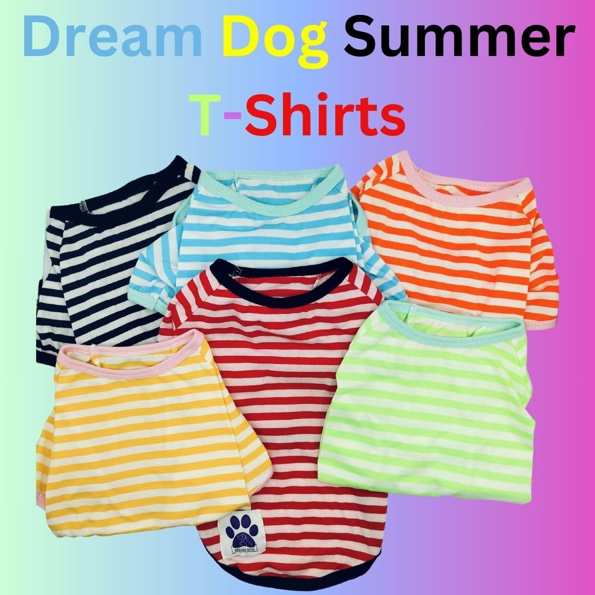 Dream Dog Small Breeds – Luxury Dog Summer Casual Striped Shirt T-Shirt Outfit,