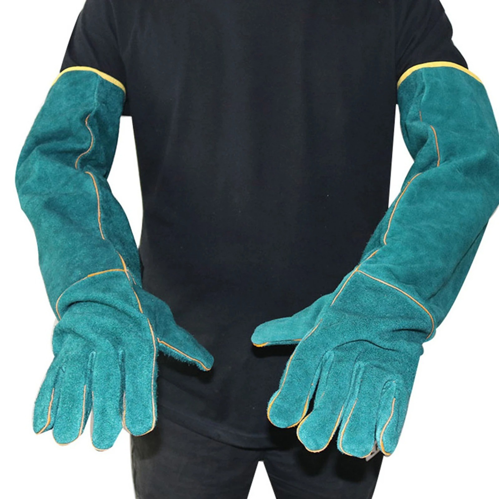 Animal Handling Gloves Leather Sleeve Bite Proof Dog Cat Bird Reptile Protection