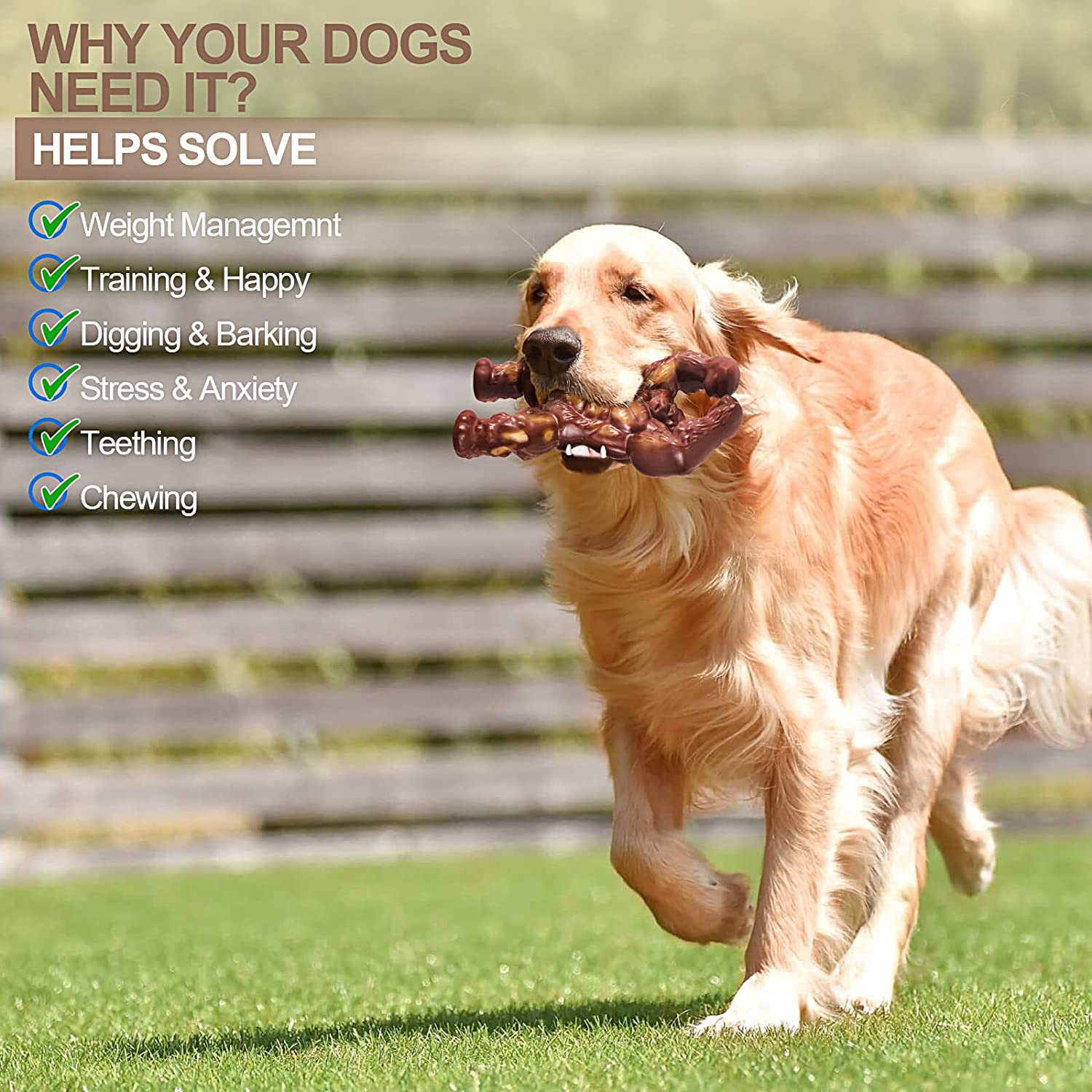 Dog Chew Toys for Aggressive Chewers Large Breed Rubber Dog Bones Teeth Cleaning