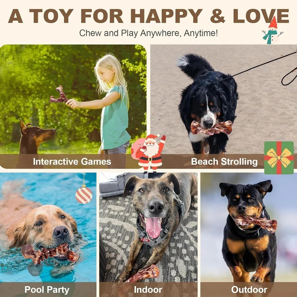 Dog Toys for Aggressive Chewers – 3-Pack Indestructible Bacon-Flavored Chew Toys
