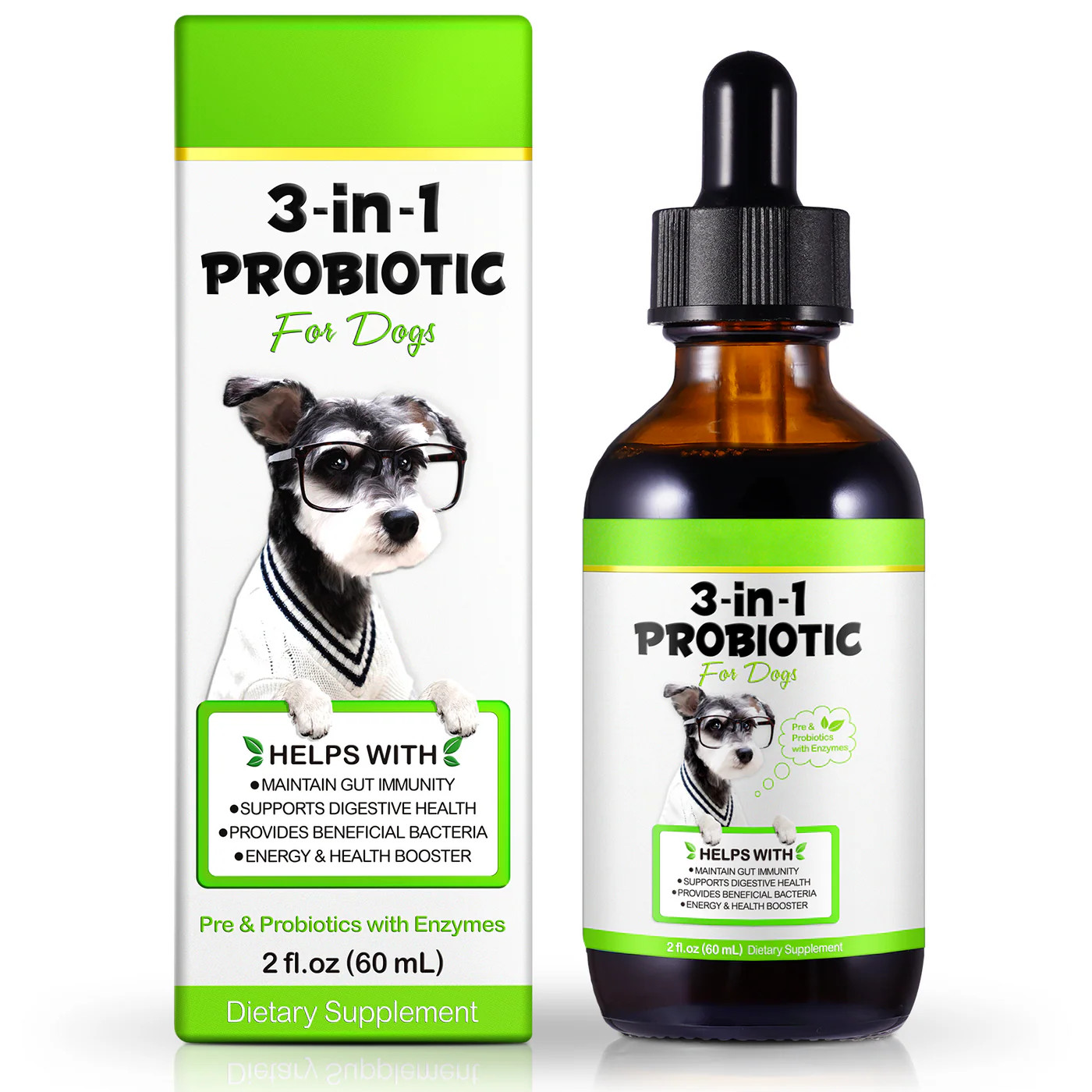 Probiotic for Dogs, Natural 3 in 1 Relieve Diarrhea, Supports Gut, Itchy Skin