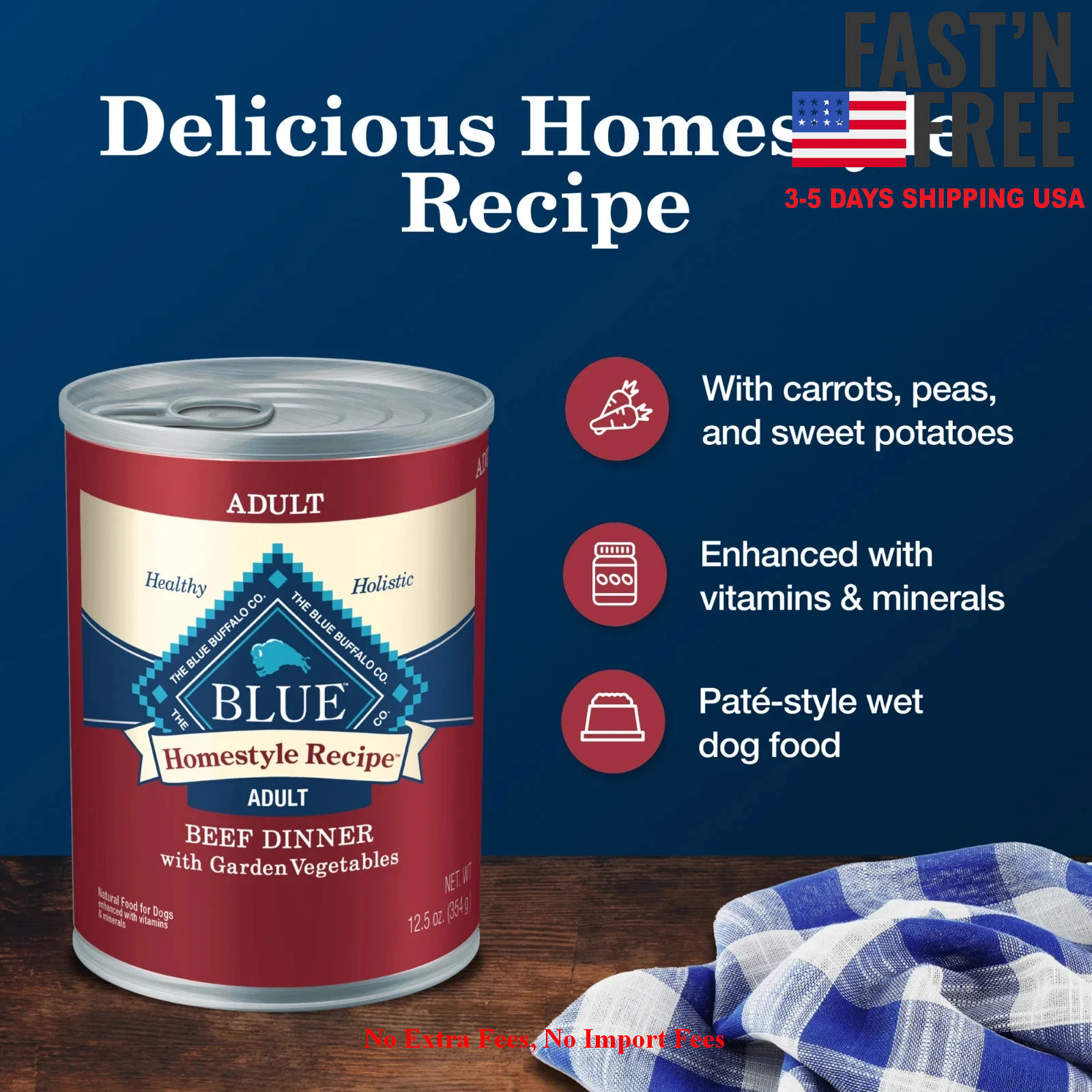 (12 pack) Blue Buffalo Homestyle Recipe Adult Wet Dog Food, Beef Dinner, 12.5-oz
