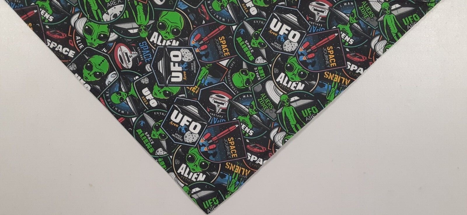 Buster Brown Dog Bandana, Scarf, Tie On, UFO, Aliens, Halloween, Black, S, M, L