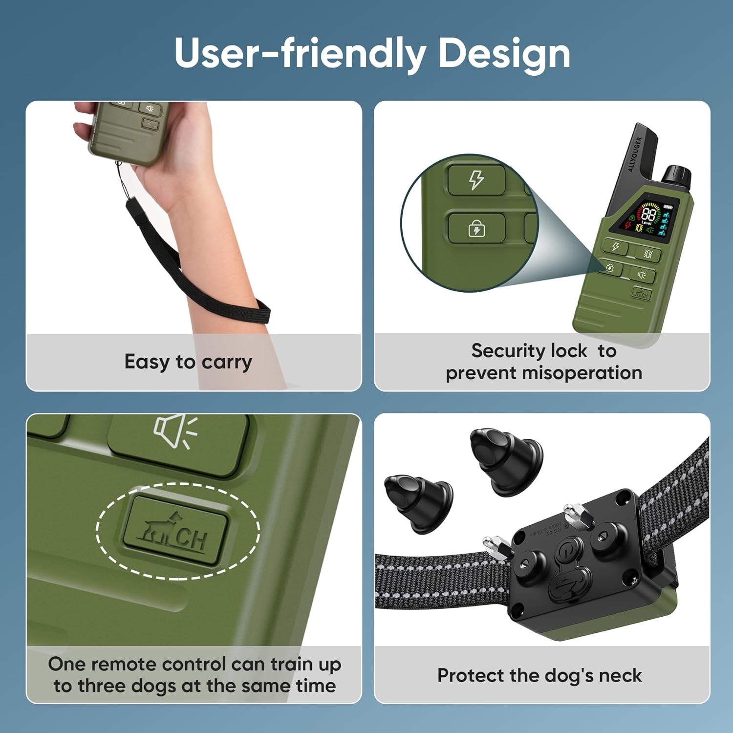 Dog Training Collar 4500FT Remote Rechargeable Waterproof Shock E-Collar 2 Dogs