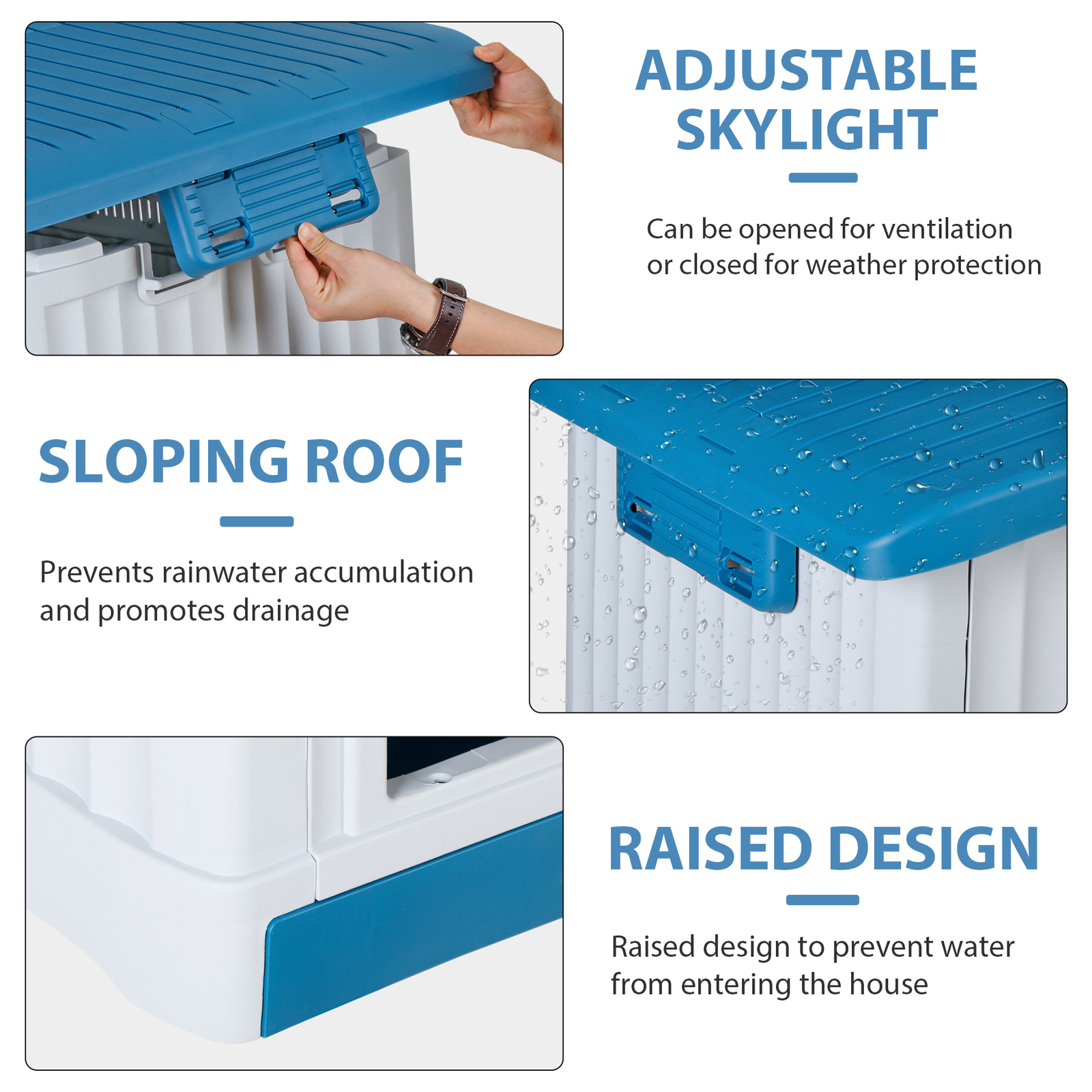 Large Plastic Dog House Indoor Outdoor Dog Kennel Waterproof Puppy Shelter Blue