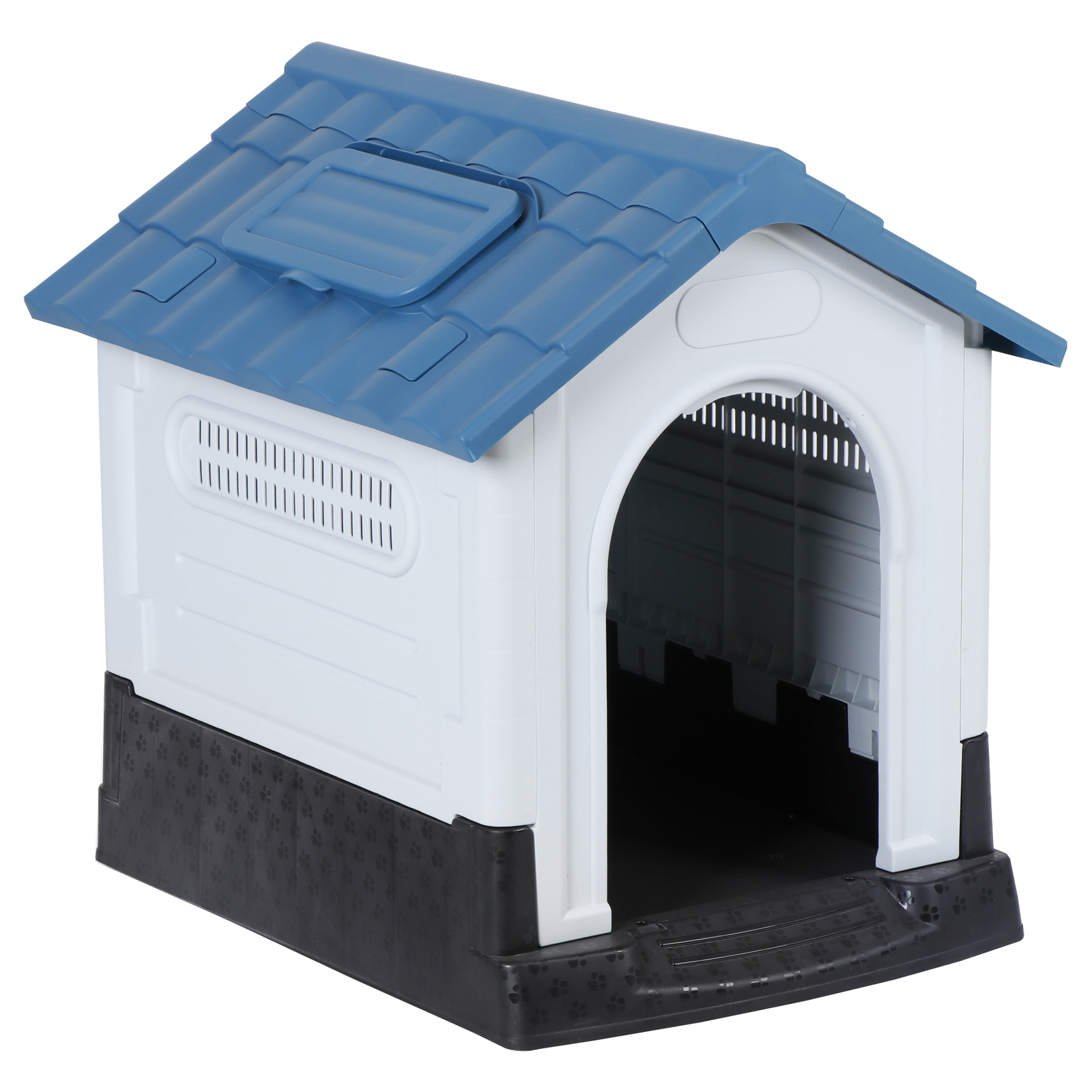 Dog House Indoor Outdoor Ventilate Waterproof Pet Plastic W/ Adjustable Skylight