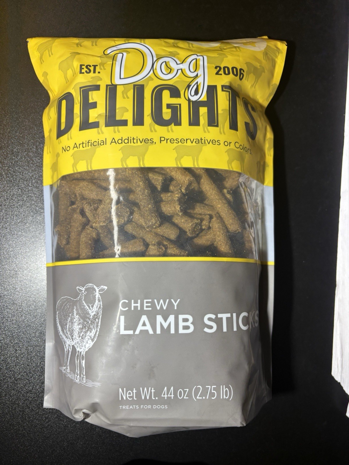 DOG DELIGHTS Chewy Lamb Stick Dog Treats 44oz Bag – All Natural Training Treat