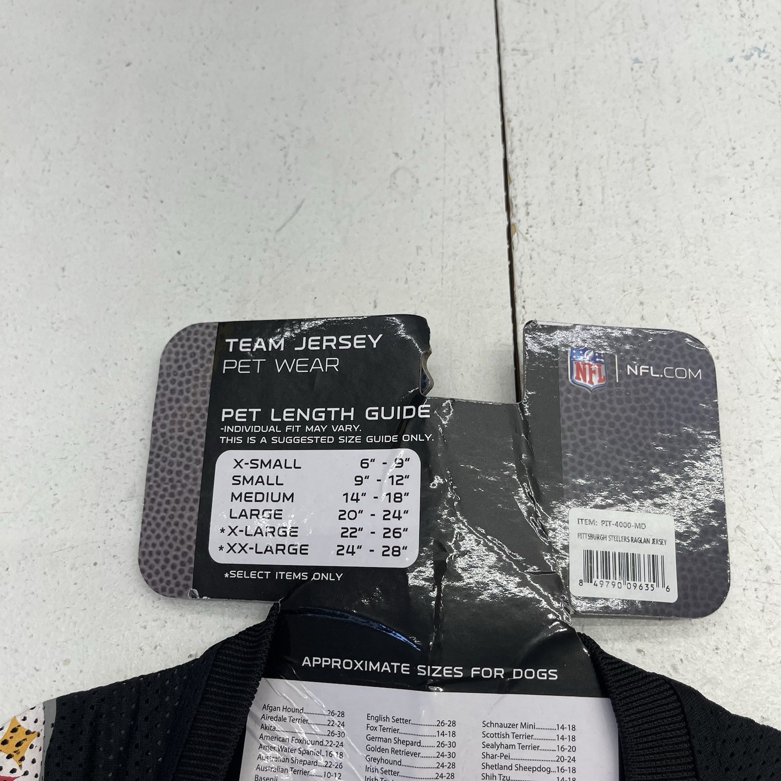 NFL Pittsburg Steelers Black Mesh Short Sleeve Pet Dog Jersey Size M Defects
