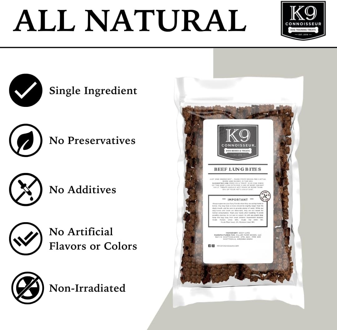 K9 Connoisseur Beef Lung Dog Training Treats All Natural 8 Ounce (Pack of 1)