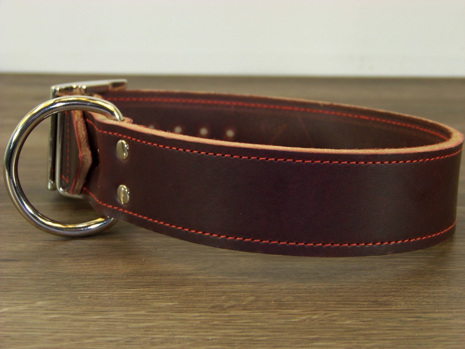 1 – 1/2 Inch-Wide Top Quality Leather Dog Collar W/ Stitching Made in USA