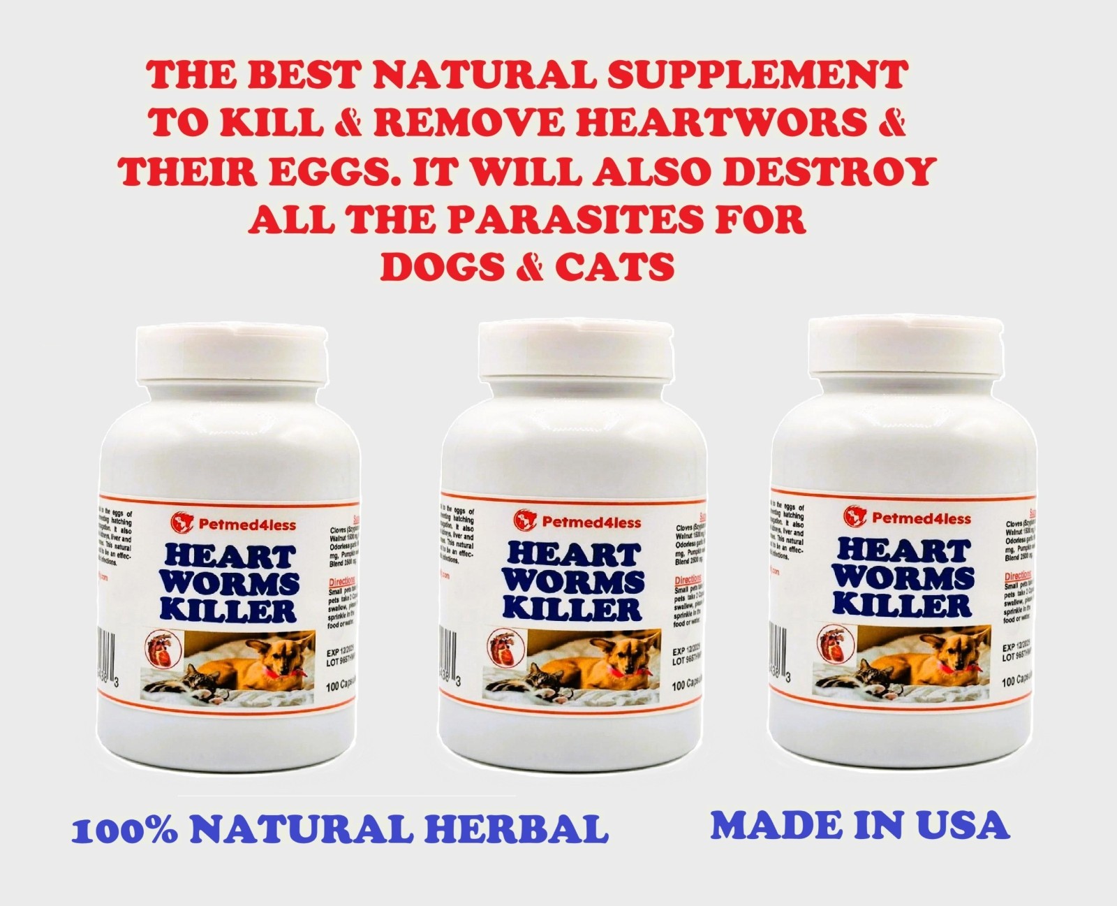 PERROS Y GATOS #1 Desparasitante natural ayuda eliminar parasitos – USA