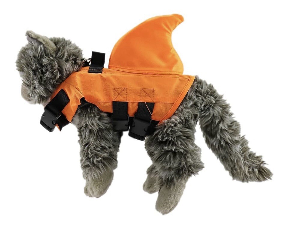 Dog Cat Life Jacket Swimming Safety Vest Pull Handle High Visibility Medium Ne