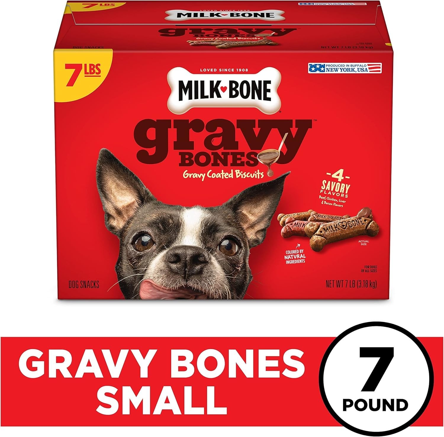 Milk-Bone Gravy Bones Dog Treats with 4 Meat Flavors Coated in Gravy, 7 LBS