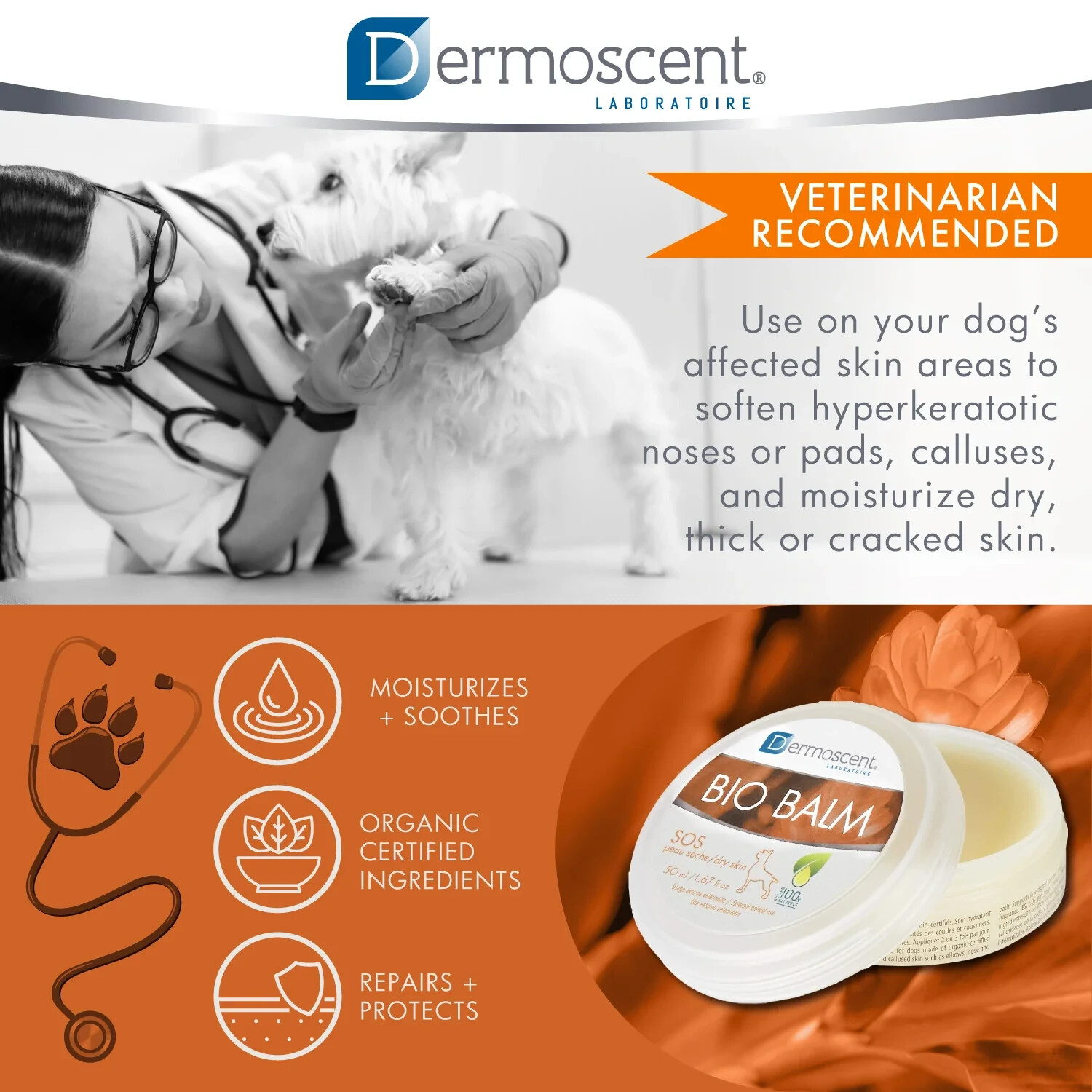Bio Balm dog moisturizing cream irritation repairing paw pads SOS dry skin 50ml