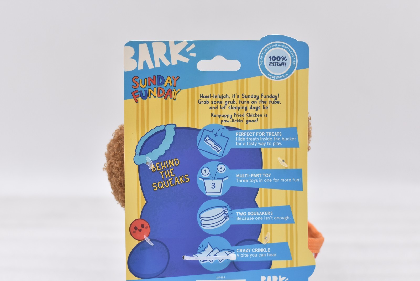 Bark Kenpuppy Fried Chicken Squeak Dog Toy 3 Piece set Xtra-Small to Small