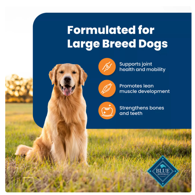 Blue Buffalo Life Protection Large Breed Adult Dog Food Chicken Brown Rice 30 lb