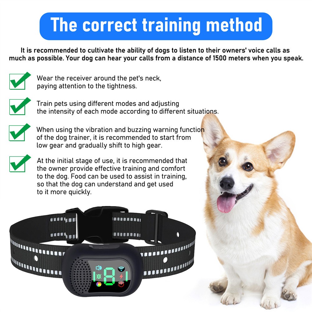 1 Drag-1/2/3 Pet Dog Remote Control Anti Barking Collar Training Collar Shock