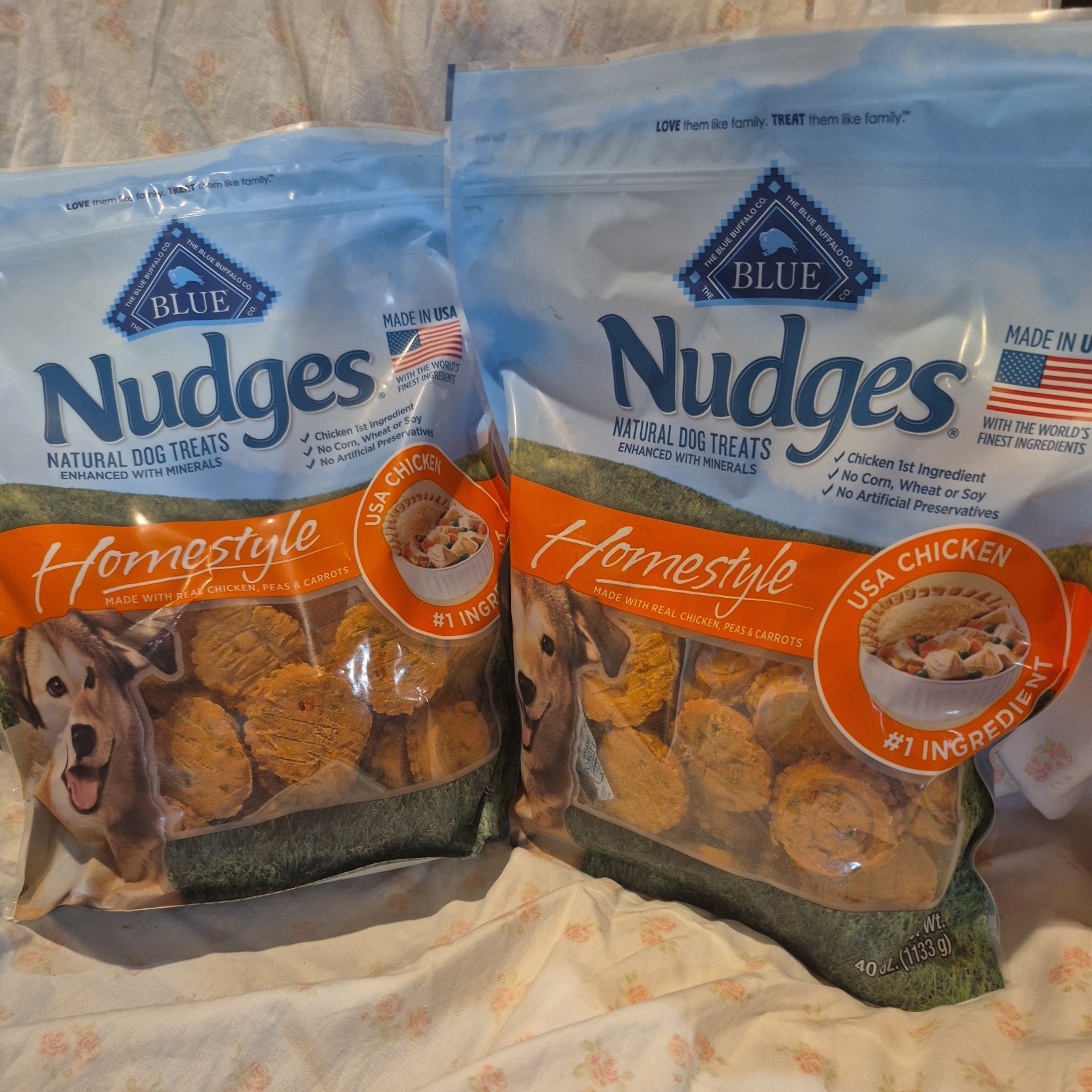 2x Blue Buffalo Nudges Homestyle Natural Dog Treats Real Chicken 40 oz 9/26