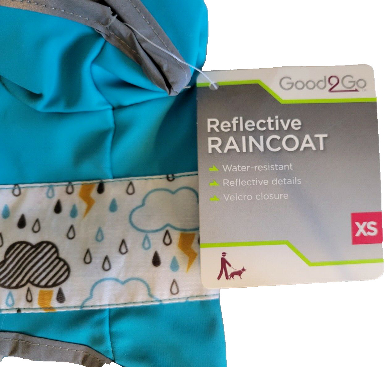 NWT Good2Go DOG REFLECTIVE RAINCOAT REVERSIBLE Blue w Boots Size Xtra Small