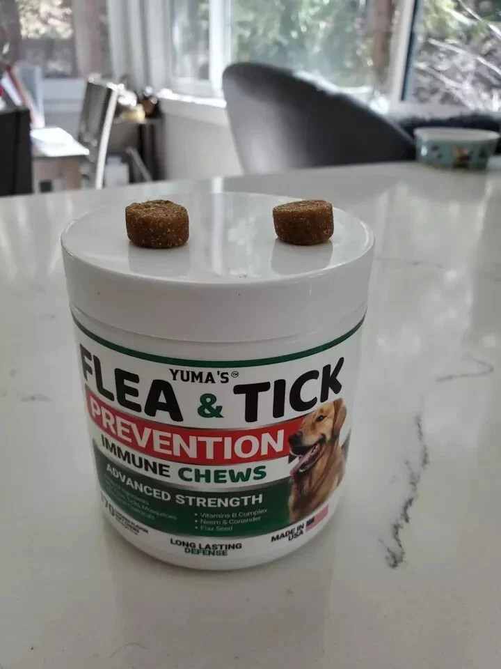 100% Natural Flea and Tick Prevention Chewable Pills for All Dogs, Made In USA ⭐