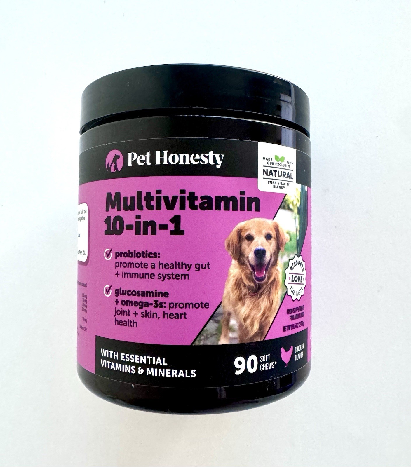 Pet Honesty Multivitamin 10-in-1 for Dogs, Chicken Flavor, 90 Count EXP 2027