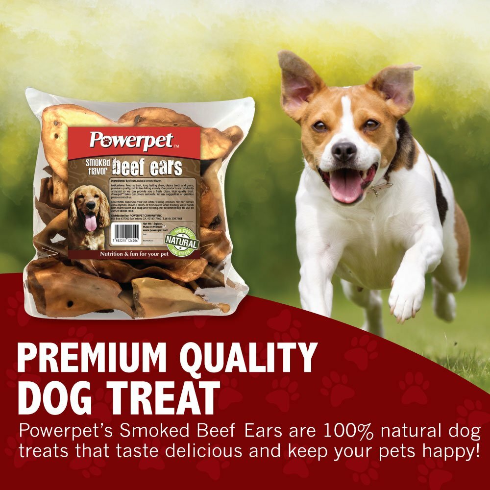 All Natural Beef SMOKED Cow Ears DOG Treats 50 count -BRC Certified