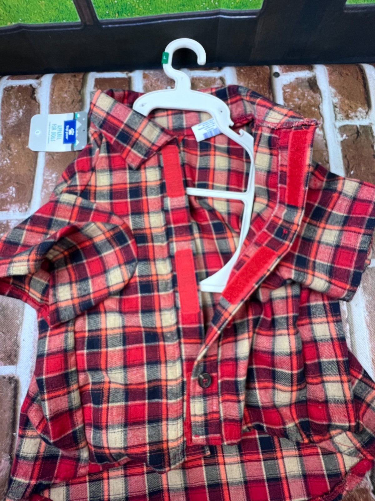 top paw Plaid Woven Shirt size large dog flannel shirt