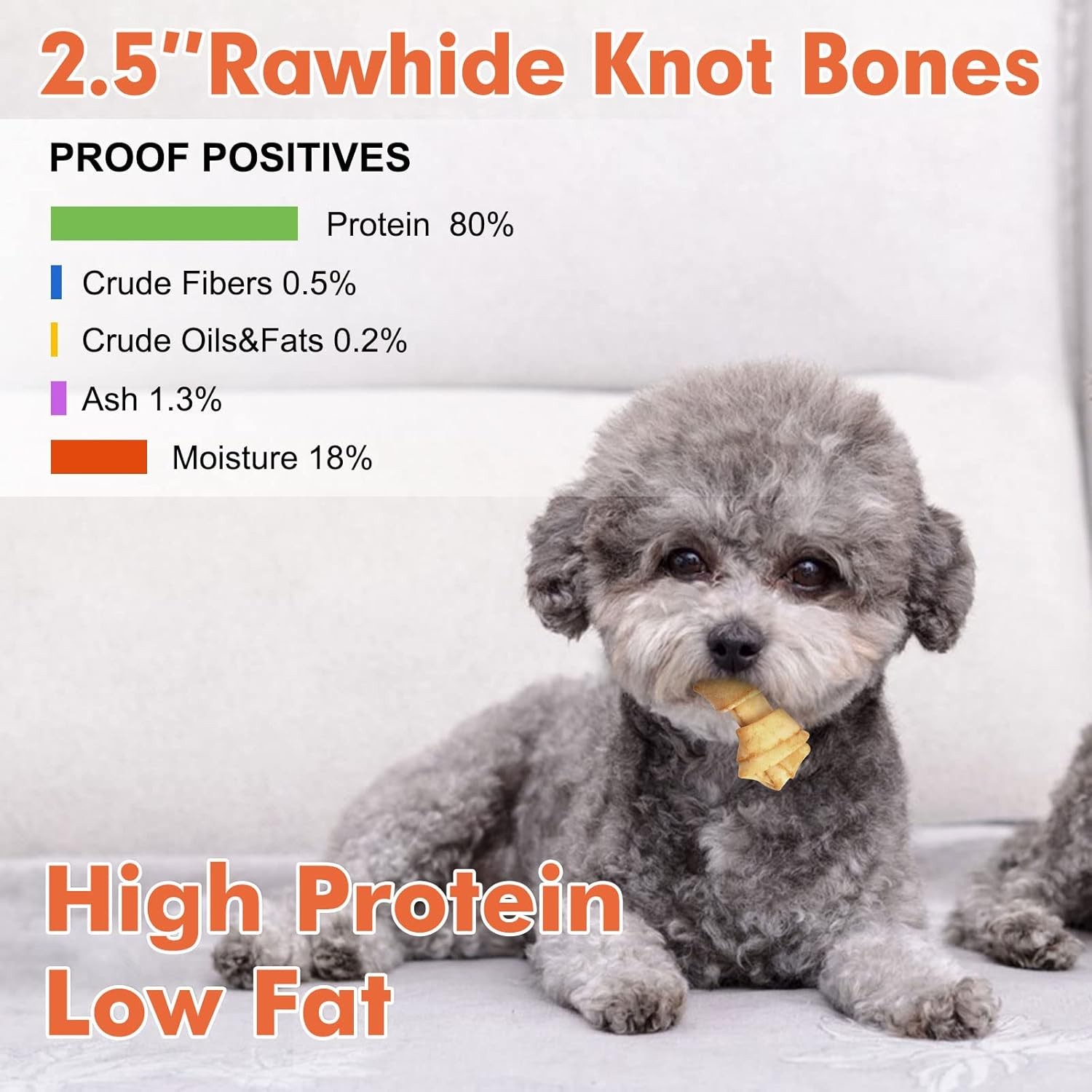 Rawhide Knot Bones 2.5in Chicken Flavor — 60 Count for Puppies & Small Dogs