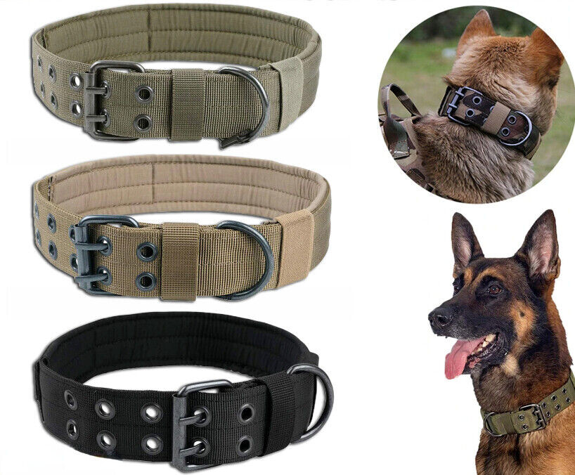 2″ Wide Tactical Heavy Duty Nylon Large Dog Collar K9 Military With Metal Buckle