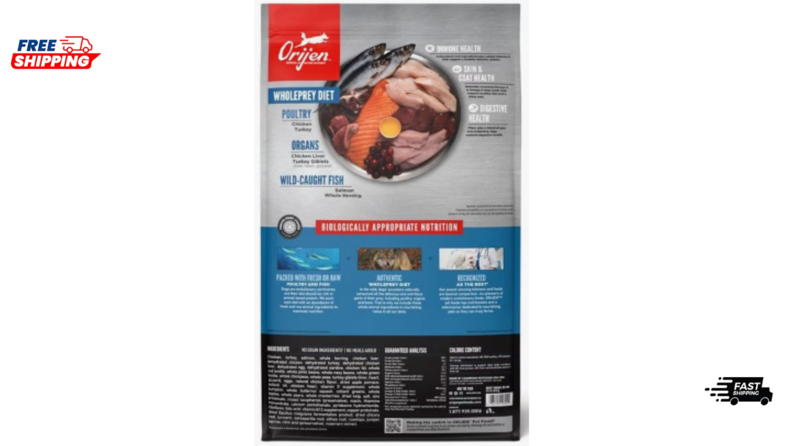 ORIJEN Grain Free, Original, High Protein, Fresh & Raw Animal Ingredients Dry Do