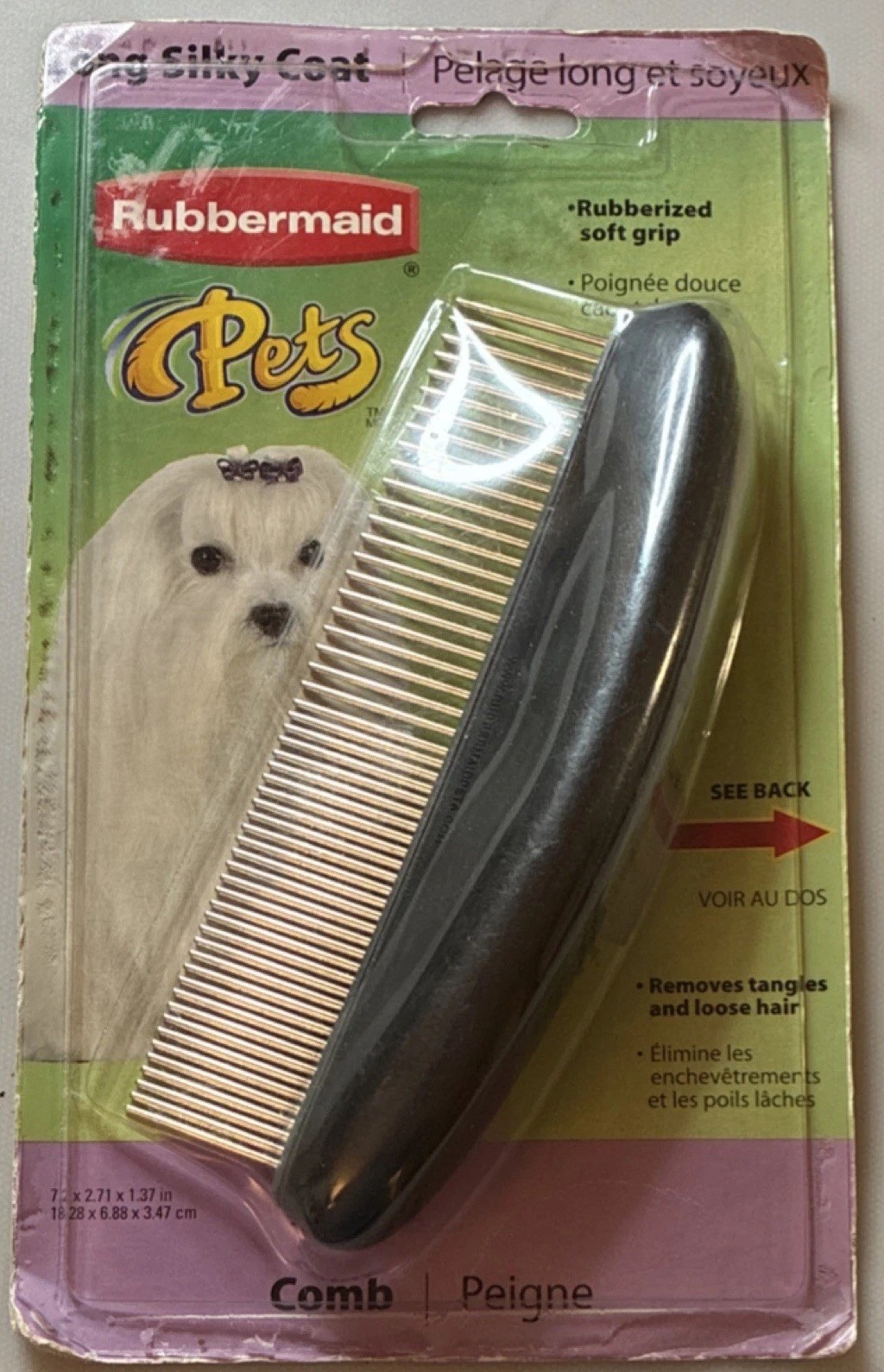 Rubbermaid Pet Grooming Comb Long Hair Dogs Shih Tzu Maltese Yorkie NEW