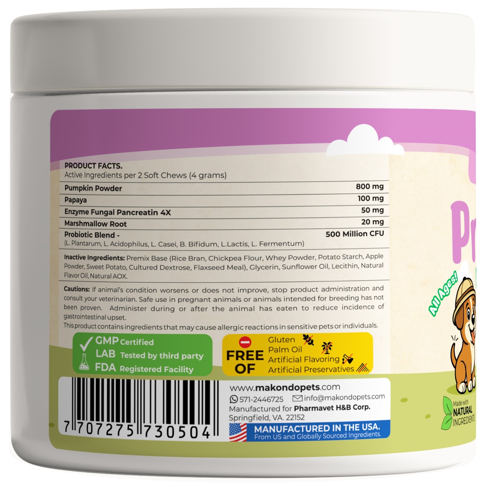Dog Probiotics – 120 Soft Chews – Digestive Enzymes Supplement for Gut Health