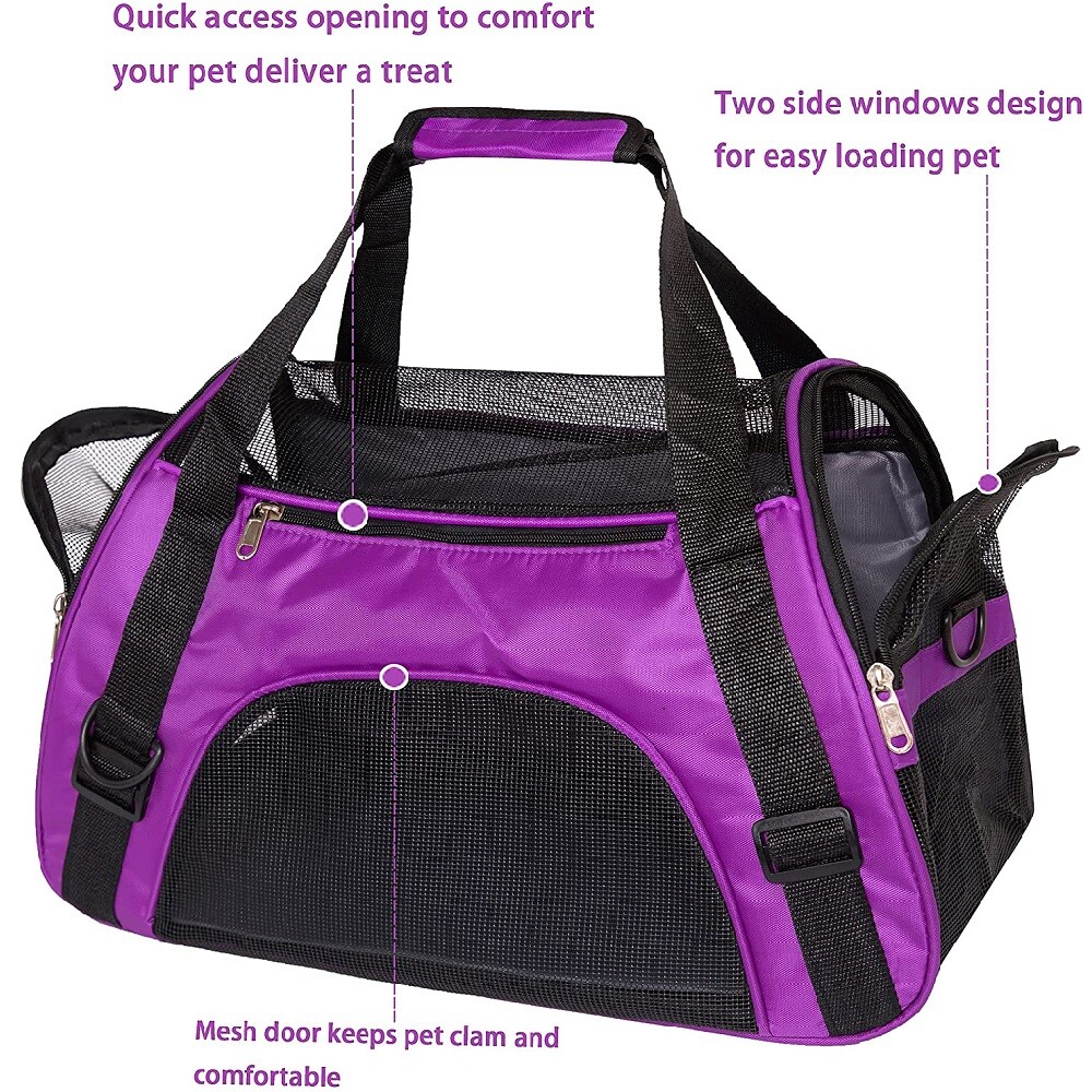 Soft-Sided Airline Approved Pet Cat Carrier Bag, Comfort Case, Sizes M & L ﻿