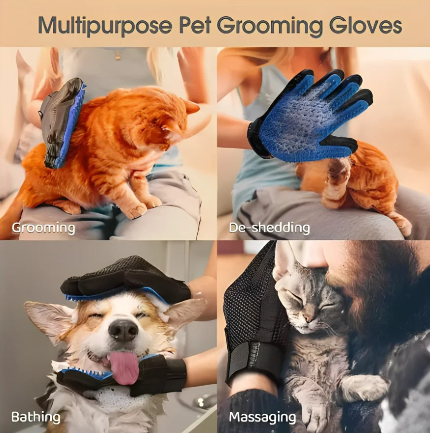 1 pair Pet Hair Remover Glove Comb Dog Cat Grooming Deshedding Massage Brush