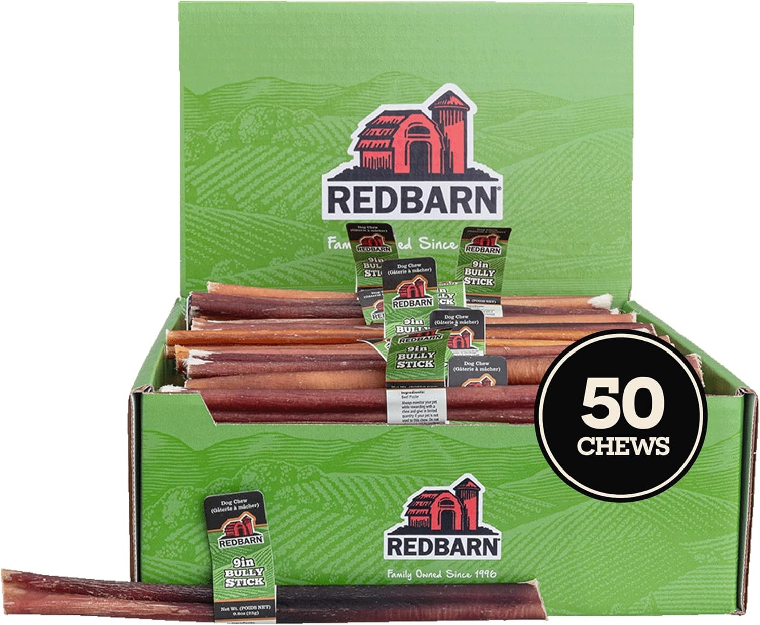 (Pack 0f 50) Redbarn Pet Products 9″ Bully Sticks for Dogs