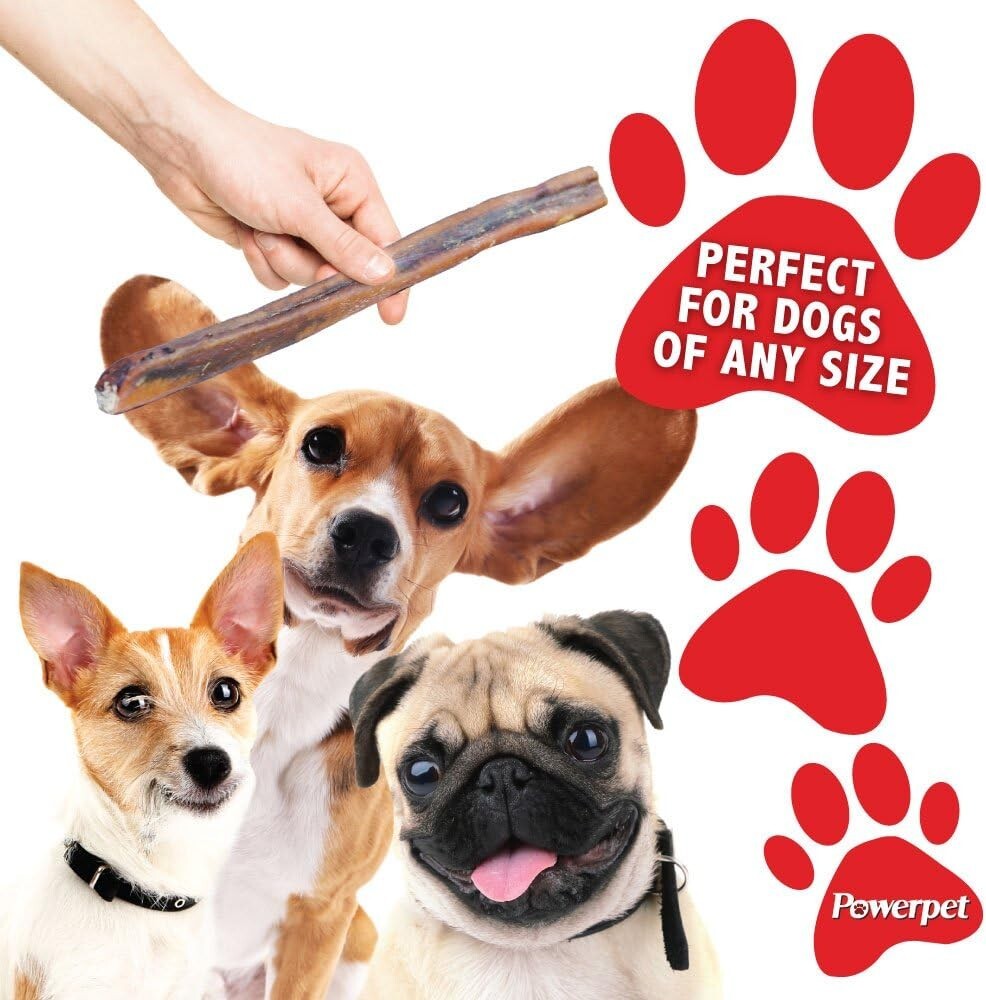 ALL NATURAL Powerpet: Bully Sticks – 12” Standard Bully Sticks- BRC CERTIFIED