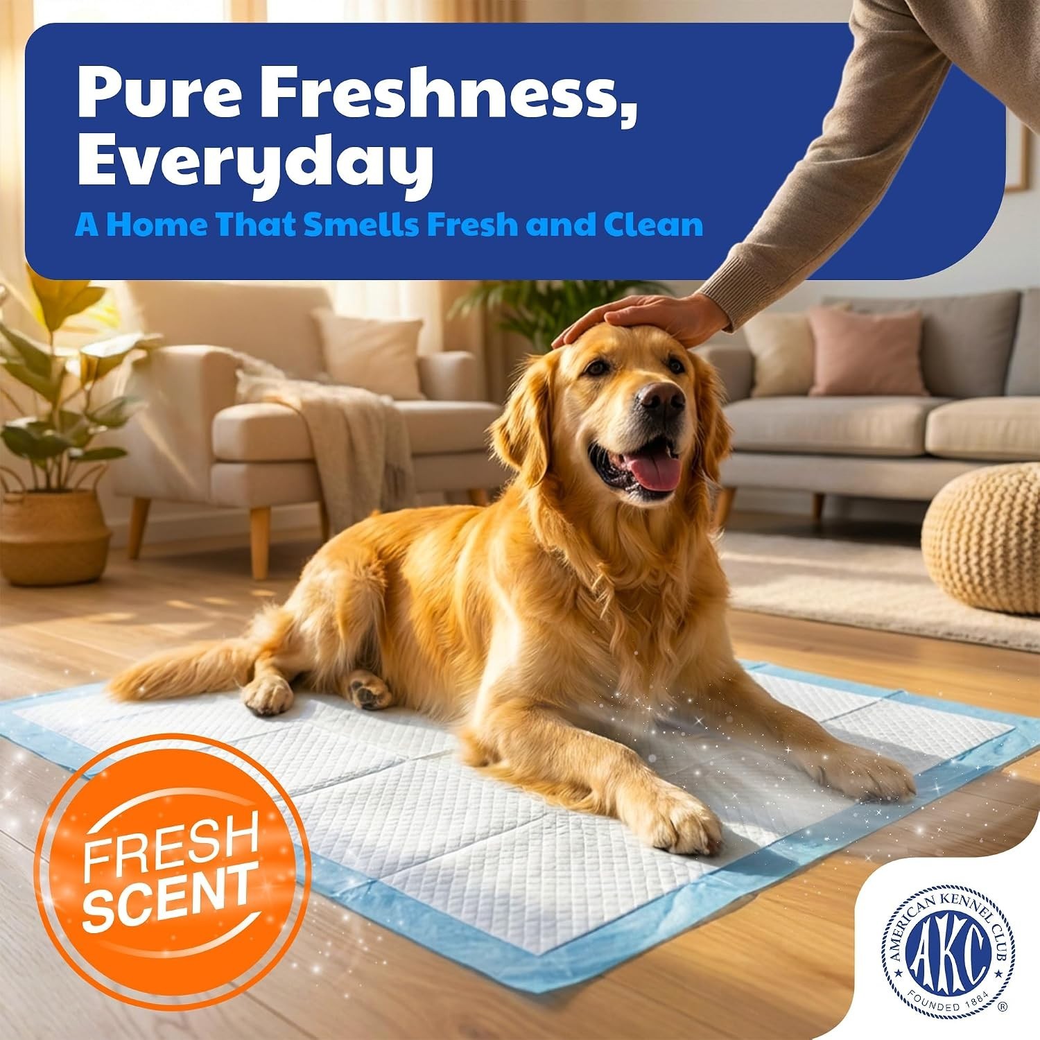 Extra Large 50 Count AKC Training Pads – 28″ x 30″, Odor-Neutralizing Technology