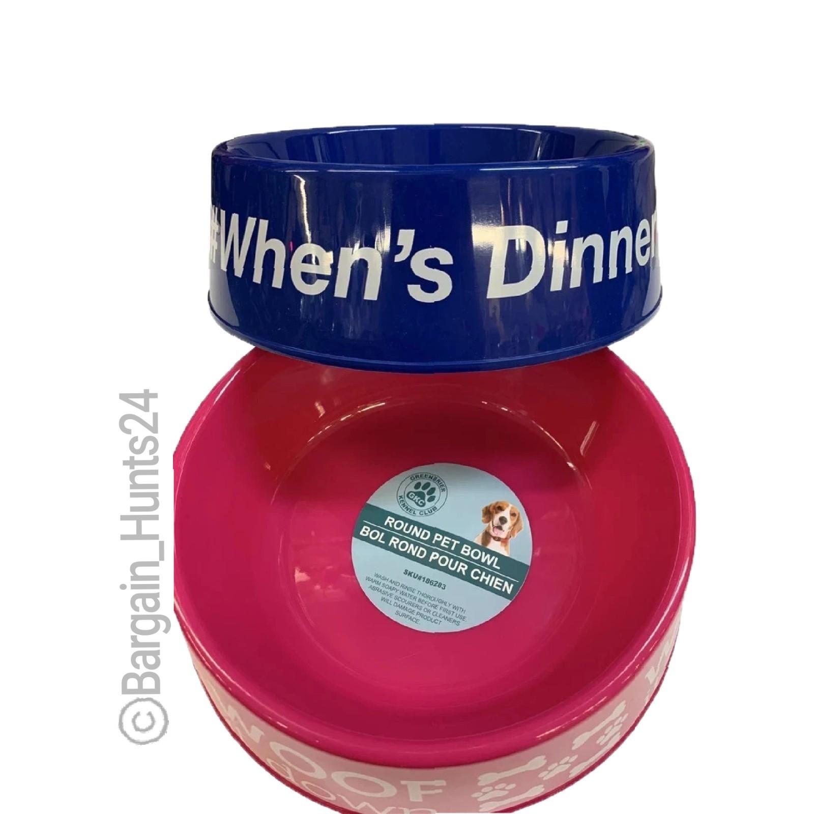 3Ct. Pet Dog Cat Food Feeding Water Dish Plastic Plate Bowl with Bones 9.75″