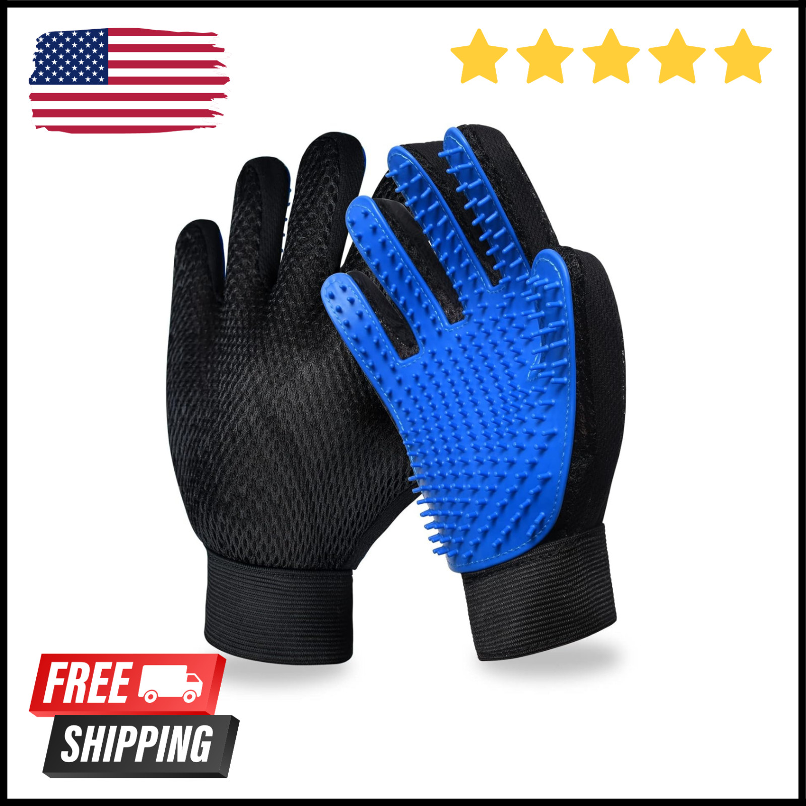 Pet Grooming Glove Dog Cat Hair Remover Brush Deshedding Massage Mitt Reusable