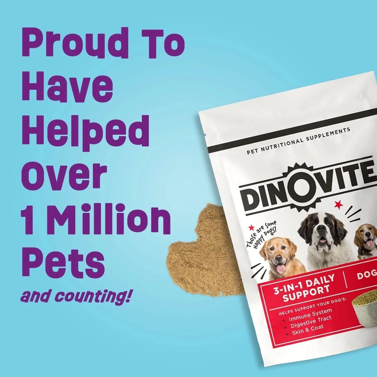Dinovite for Medium Dogs | Probiotic Supplement for | 18-45 lbs | 90 Servings