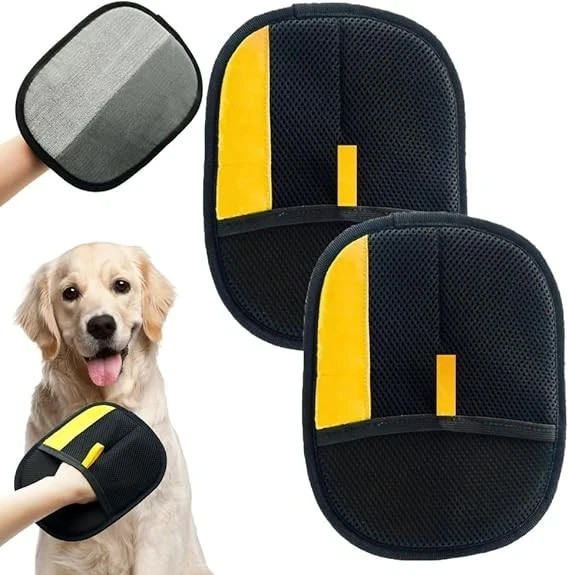 2PC Electrostatic Pet Hair Removal Gloves Brush,Double-sided Pet Grooming Glove