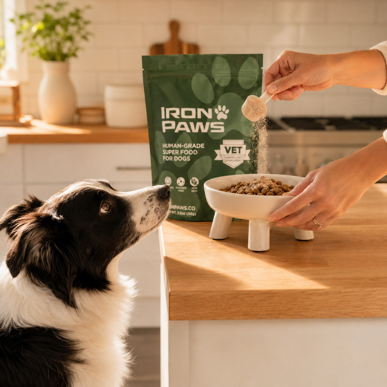 Iron Paws Human-Grade Superfood Powder for Dogs Dental Gut Joint Skin & Coat