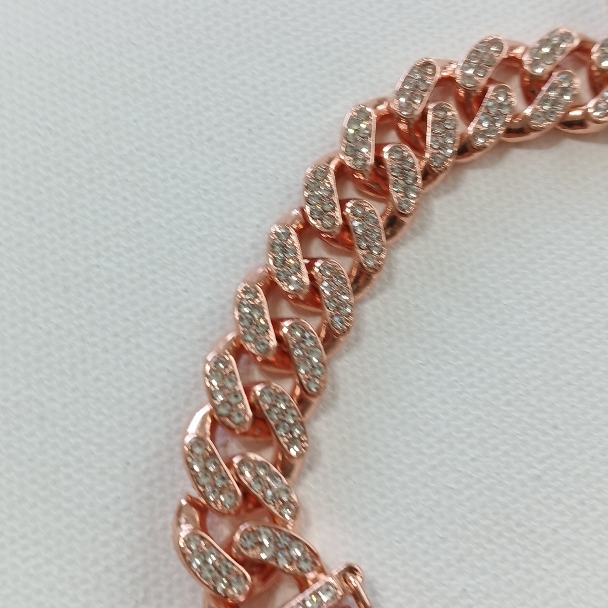 Chihuahua Dog Necklace Glamour Rhinestone Cuban Link Rose Gold Stainless Steel