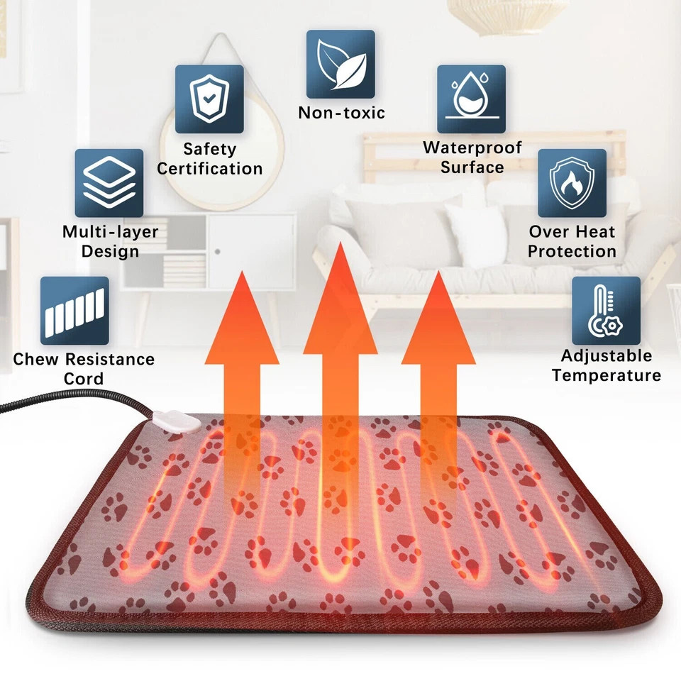 Waterproof Adjustable Pet Heating Pad for Cats Dogs Electric Heater Mat Warm Bed