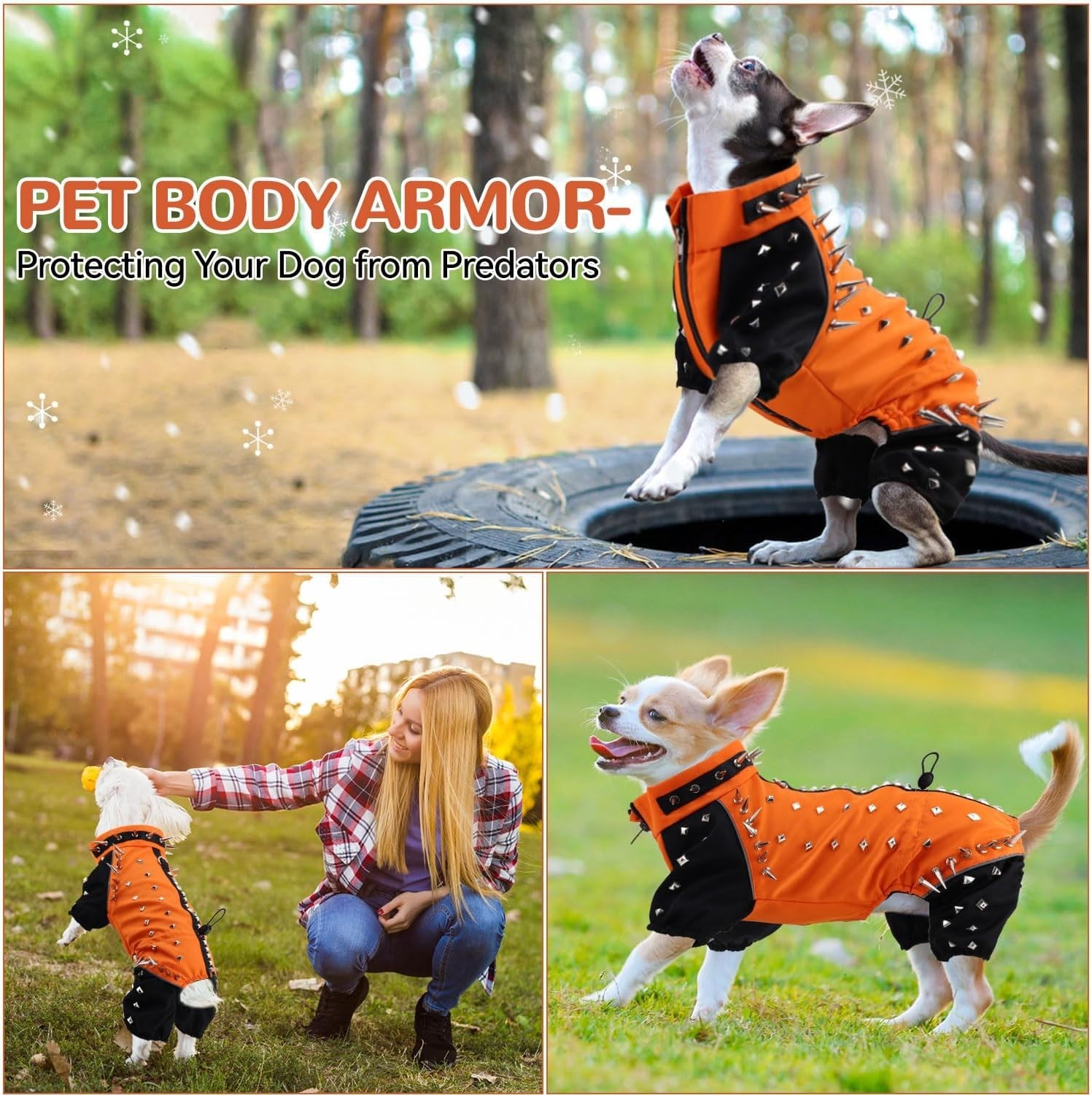 X-SMALL Anti-Hawk Dog Puncture Resistant Vest, Hard Plastic Spikes, Metal Rivets