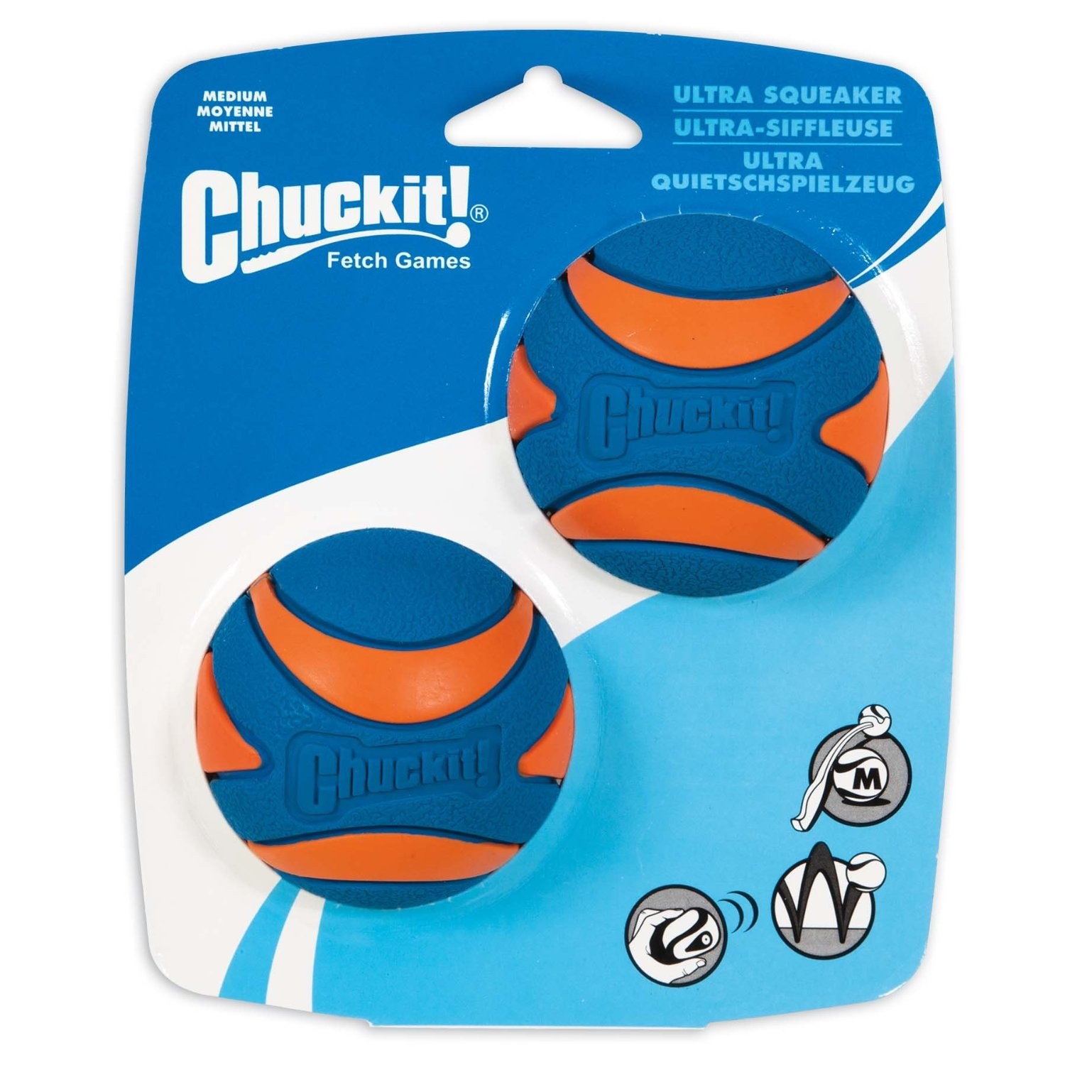 Chuckit! Ultra Squeaker Ball Durable High Bounce Dog Toy Medium 2 Pack – 3 Pack
