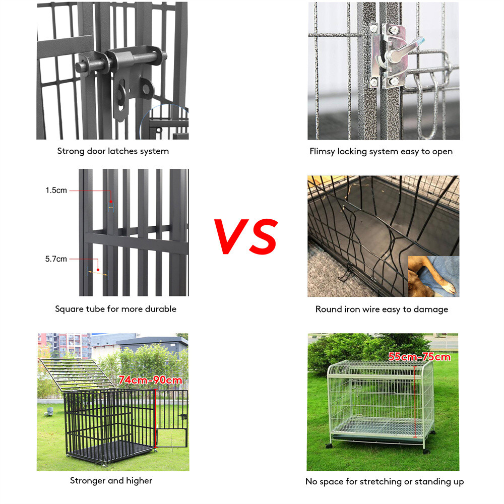 Heavy Duty Indestructible Dog Crate Cage for Large Medium High Anxiety Dogs