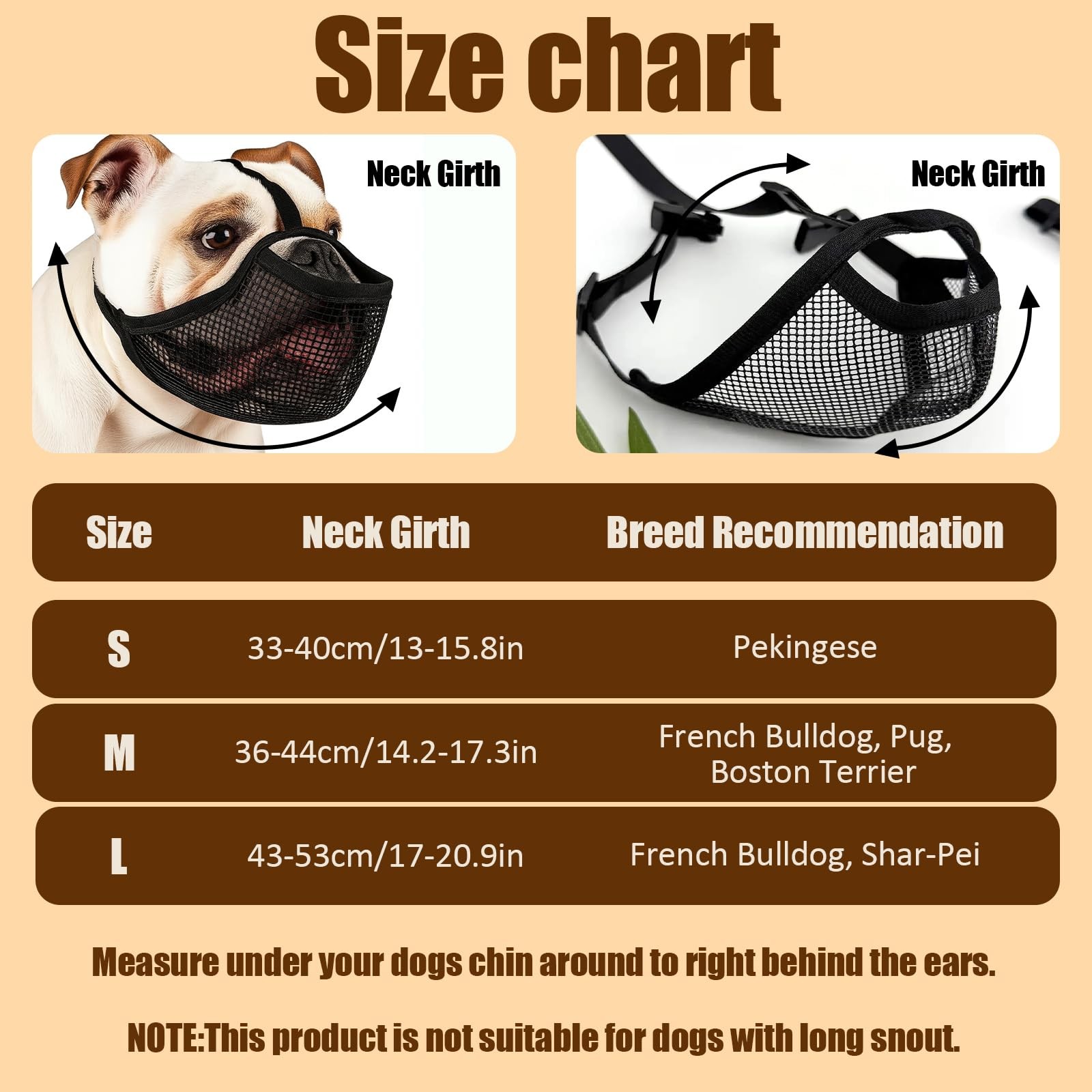 Colenumone French Bulldog Muzzle Short Snout Mask for Pug Shih Tzu English Dog