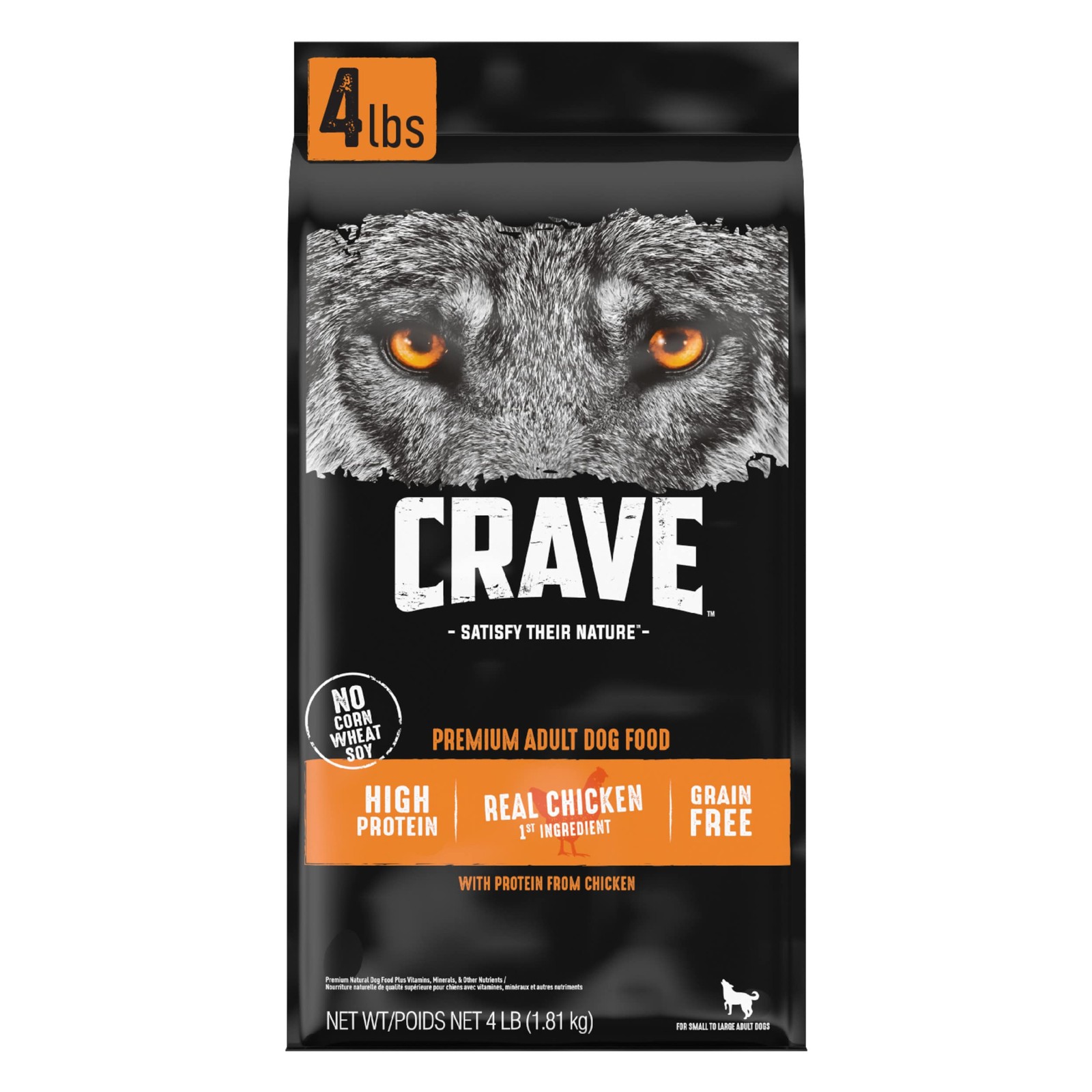 CRAVE Grain Free High Protein Adult Dry Dog Food, 4 Pound (Pack of 1)