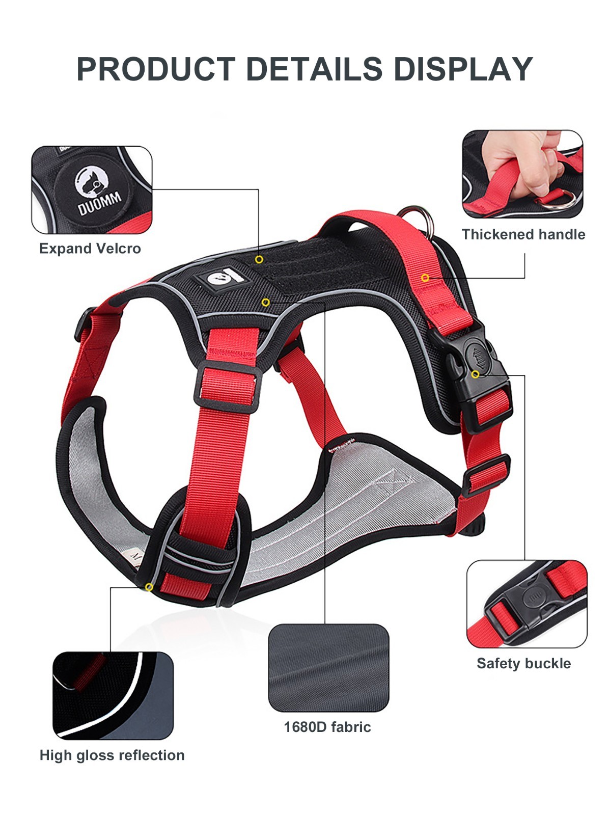 Tactical Dog Harness No Pull Reflective Adjustable Pet Vest Heavy Duty